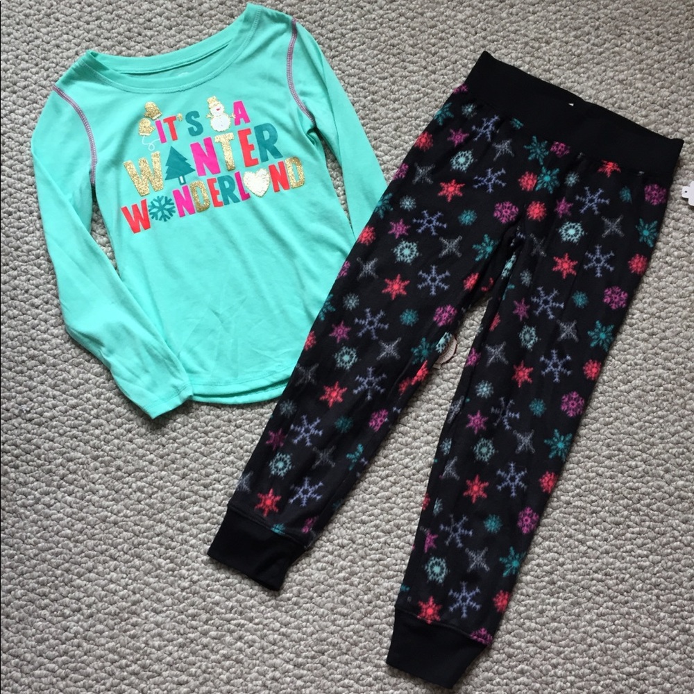 Girls Winter Wonderland Pajama Set Long Sleeve‎ Top & Snowflake Pants Size 5/6